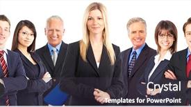  Presentation with team group - Colorful presentation enhanced with people team isolated over white backdrop and a  colored foreground