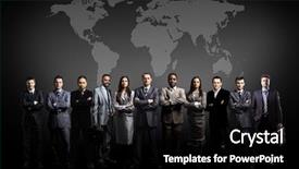  Presentation with world wide web in business - Presentation theme consisting of people team with world map background and a black colored foreground