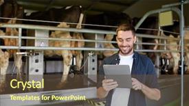  Presentation with agriculture technology - Audience pleasing slides consisting of farmers network - agriculture industry farming people technology backdrop and a tawny brown colored foreground