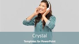  Presentation with asian music - Slide deck consisting of people-technology-and-audio-equipment background and a seafoam green colored foreground