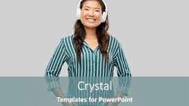  Presentation with asian music - PPT theme featuring people-technology-and-audio-equipment background and a seafoam green colored foreground