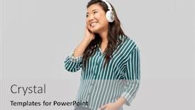  Presentation with asian music - Theme enhanced with people-technology-and-audio-equipment background and a light gray colored foreground