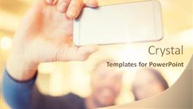  Presentation with dating - Slides featuring people technology and dating concept - close up of happy couple taking smartphone selfie at cafe or restaurant background and a cream colored foreground