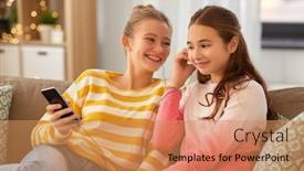  Presentation with friendship - Theme with people-technology-and-friendship-concept background and a coral colored foreground