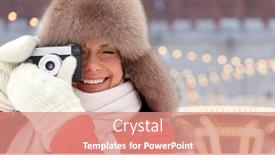  Presentation with camera film - Colorful presentation design enhanced with people-technology-and-holidays-concept backdrop and a coral colored foreground