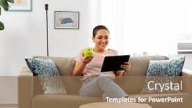  Presentation with green technology - Amazing slides having people-technology-and-leisure-concept backdrop and a coral colored foreground