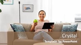  Presentation with green technology - Theme featuring people-technology-and-leisure-concept background and a coral colored foreground