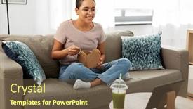  Presentation with young happy people smiling - Audience pleasing theme consisting of people-technology-and-leisure-concept backdrop and a tawny brown colored foreground