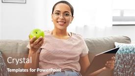  Presentation with green technology - Colorful slide deck enhanced with people-technology-and-leisure-concept backdrop and a coral colored foreground