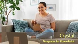  Presentation with young happy people smiling - Amazing presentation having people-technology-and-leisure-concept backdrop and a violet colored foreground