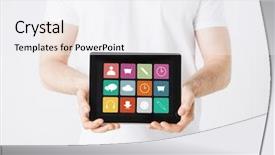  Presentation with technology - Audience pleasing slides consisting of people-technology-and-media-concept backdrop and a white colored foreground