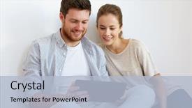  Presentation with technology - PPT theme featuring pc - people and technology concept background and a  colored foreground