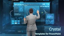  Presentation with futur - Beautiful slide deck featuring people technology cyberspace and futur backdrop and a ocean colored foreground