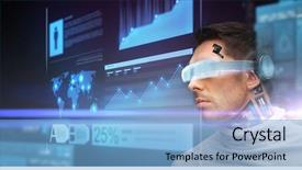  Presentation with virtual technology - Cool new slide deck with people technology future and progress backdrop and a light blue colored foreground