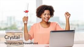  Presentation with american graduation african education - Cool new presentation design with people technology graduation and education backdrop and a lemonade colored foreground