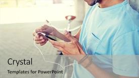  Presentation with lifestyle - Cool new slide deck with people technology leisure and lifestyle backdrop and a light gray colored foreground