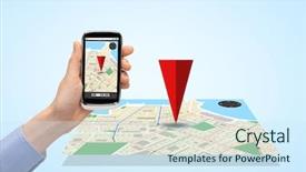  Presentation with gps - PPT theme with people technology navigation and media background and a sky blue colored foreground