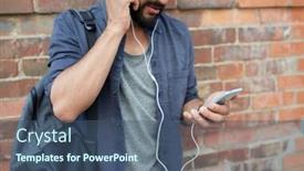  Presentation with people street - Beautiful presentation featuring people technology travel and tourism concept - close up of man with earphones smartphone and bag listening to music on street backdrop and a ocean colored foreground