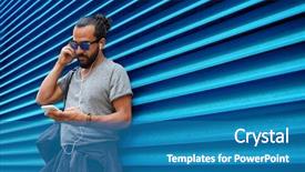  Presentation with wall street - Colorful presentation theme enhanced with people technology travel and tourism backdrop and a teal colored foreground