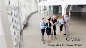  Presentation with team work - Theme featuring people-technology-work-and-corporate background and a light gray colored foreground