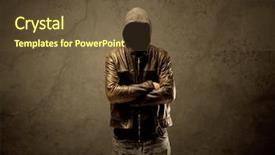  Presentation with faceless - PPT layouts with people threat - suspicious faceless mature male background and a tawny brown colored foreground