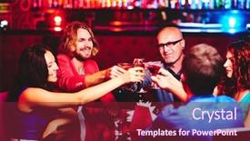  Presentation with toasting - Theme featuring people toasting with alcoholic drinks background and a violet colored foreground