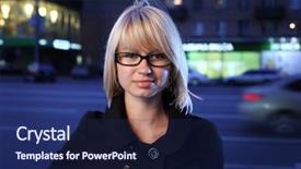  Presentation with street - Beautiful PPT theme featuring people traffic - beautiful young woman on night backdrop and a navy blue colored foreground