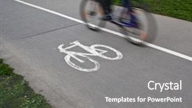  Presentation with biking - Theme featuring people traffic - biker on a biking path background and a  colored foreground