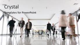  Presentation with moving on - Beautiful presentation theme featuring people traffic - moving croud and escalator backdrop and a light gray colored foreground