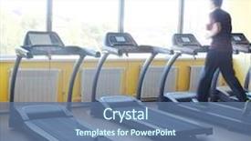  Presentation with treadmill - Beautiful PPT theme featuring people train on the treadmill in the gym backdrop and a ocean colored foreground