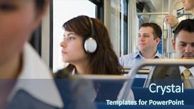  Presentation with transportation - Beautiful slides featuring people transportation - commuters backdrop and a ocean colored foreground