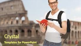  Presentation with tourism - Presentation with people travel tourism and education background and a  colored foreground