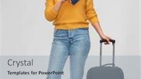  Presentation with passport travel - Slides having people-travel-tourism-and-vacation background and a light blue colored foreground