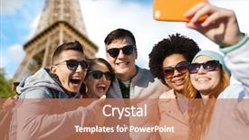  Presentation with tourism selfie - Presentation theme enhanced with people travel tourism friendship background and a coral colored foreground