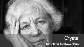  Presentation with sad woman - Presentation with people trouble - old sad woman background and a dark gray colored foreground