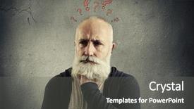  Presentation with red grey - Audience pleasing slide deck consisting of people trouble - portrait of despondent senior man backdrop and a gray colored foreground