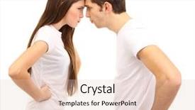  Presentation with family quarreling - Slide set with people trouble - young couple quarreling isolated background and a  colored foreground