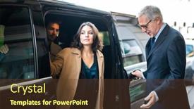  Presentation with transfer - Presentation consisting of people-using-a-shuttle-transfer background and a tawny brown colored foreground