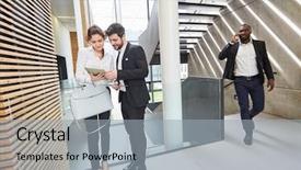  Presentation with tablet - Presentation consisting of people using a tablet computer background and a  colored foreground