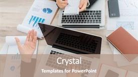  Presentation with financial - Presentation theme enhanced with people using laptop and financial background and a  colored foreground