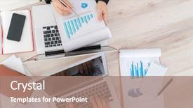  Presentation with financial - PPT theme having people using laptop and financial background and a  colored foreground