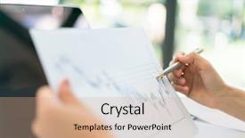  Presentation with financial - Cool new theme with people using laptop and financial backdrop and a  colored foreground