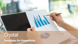  Presentation with financial - Amazing theme having people using laptop and financial backdrop and a  colored foreground