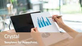  Presentation with finance financial business economy exchan - Cool new PPT theme with people using laptop and financial backdrop and a  colored foreground