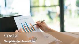  Presentation with financial - Audience pleasing presentation design consisting of people using laptop and financial backdrop and a coral colored foreground