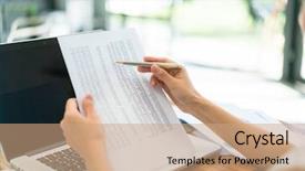  Presentation with finance financial business economy exchan - Amazing presentation theme having people using laptop and financial backdrop and a  colored foreground