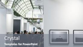  Presentation with fair - Beautiful slides featuring people-visiting-paris-photo-art backdrop and a gray colored foreground