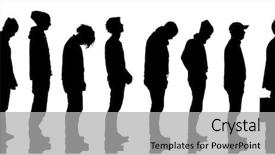  Presentation with waiting line - Cool new theme with people waiting in line backdrop and a light gray colored foreground