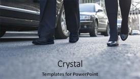  Presentation with city people walking - Slide deck enhanced with people walking down city street background and a  colored foreground