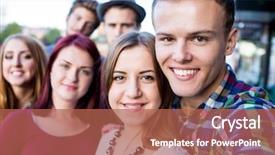  Presentation with city people walking - Presentation theme enhanced with people walking down the street background and a  colored foreground